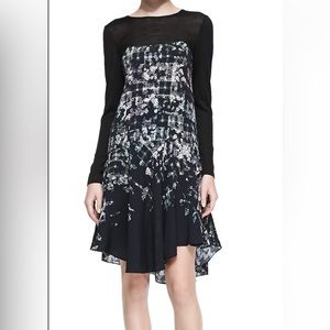 Tibi Floral Fields Long-Sleeve Ruffled Asymmetric Dress